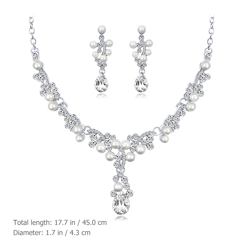 1 Set Women Jewelry Necklace Earrings Rhinestone Earrings Decoration for Bride
