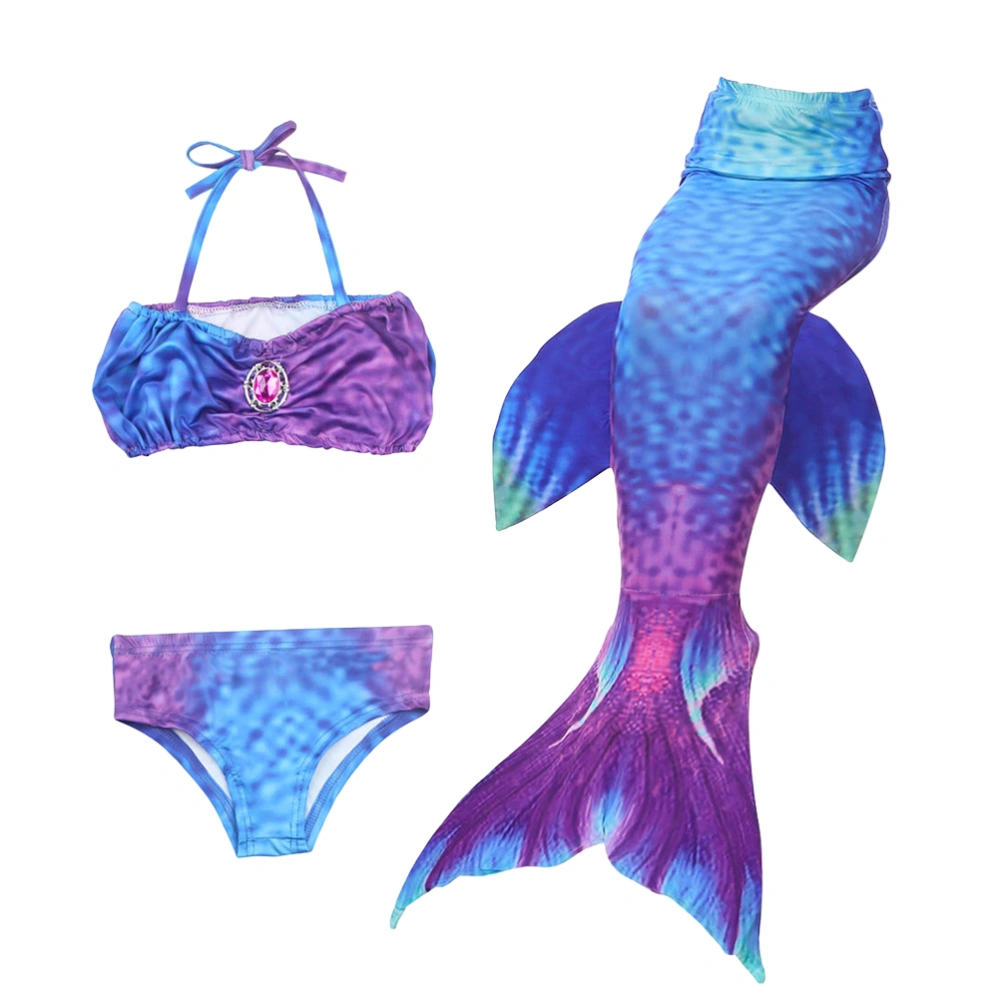 3 Pcs Creative Children Colorful Swimwear Kit Mermaid Tail Dress Suit Bathing Split Swimsuit Costume Beach Bikini Fancy Dress Beachwear Mermaid Costume Set - JP99 120