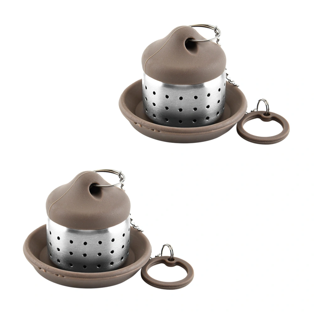 2pcs Stainless Steel Tea Strainer with Drip Tray Tea Infusers Loose Tea Steeper for Home