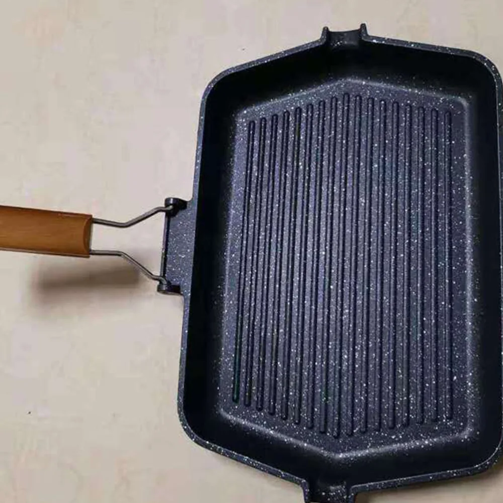 1Pc Outdoor BBQ Grill Pan Non-stick Frying Pan Toast Pan Frying Pan (Black)