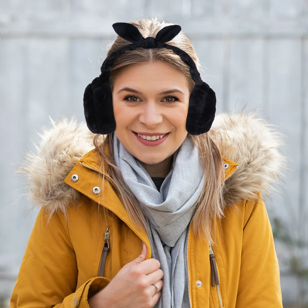 Lovely Bowknot Winter Warm Earmuff Folding Ear Warmer Portable Earcaps