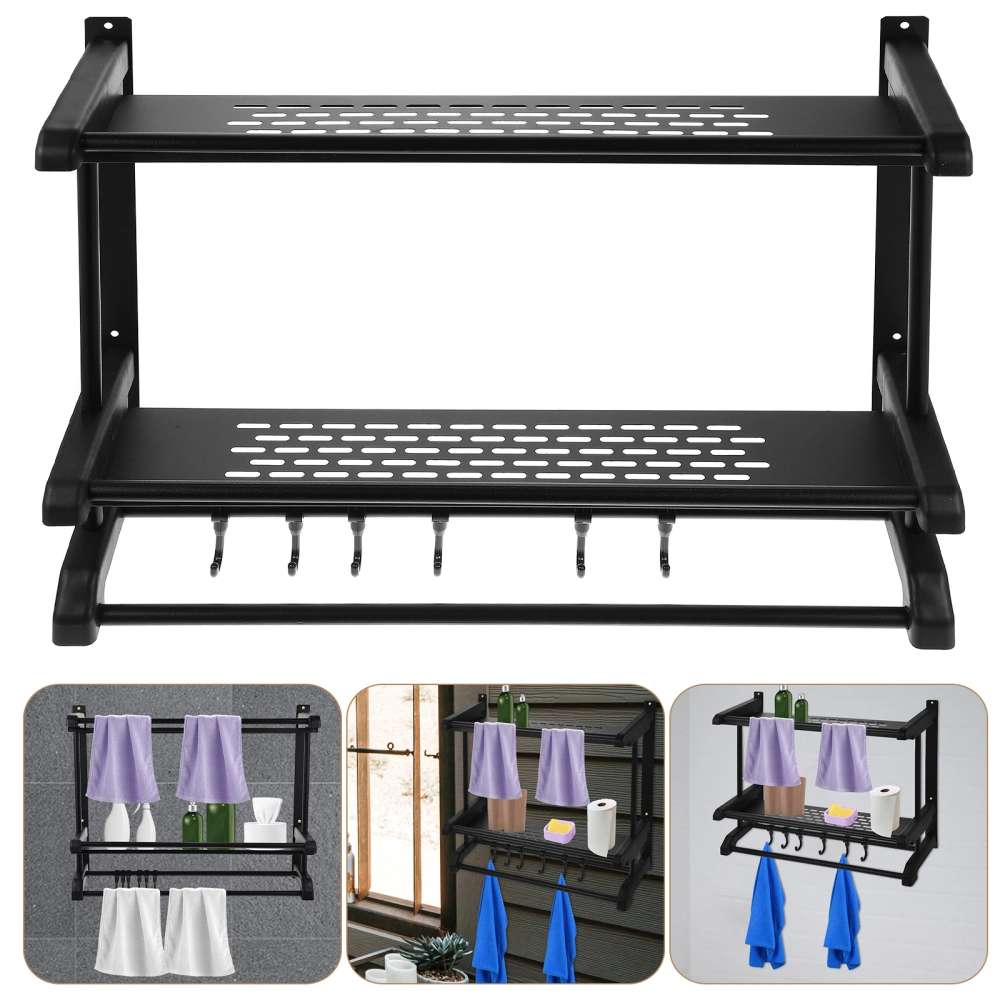 1 Set of Wall-mounted Rack Bathroom Towel Holder Double Layer Storage Rack