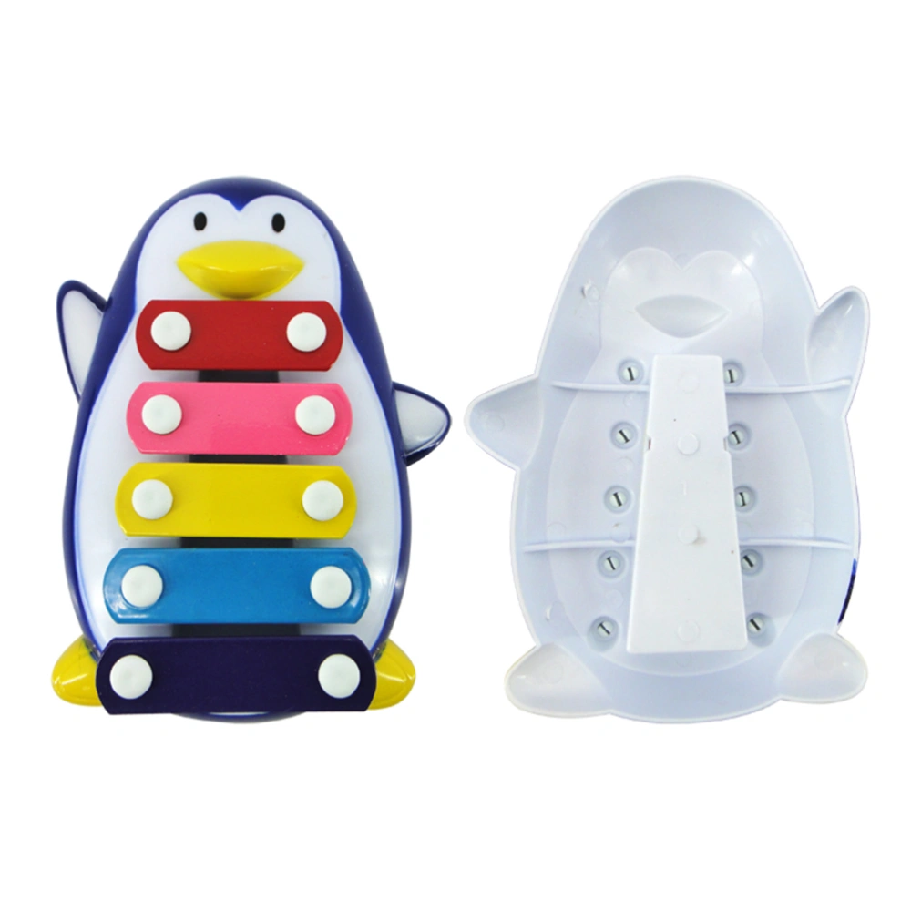 Cartoon Penguin Knock Music Toy with 5 Tones Kids Infants Musical Educational Toy (Blue)