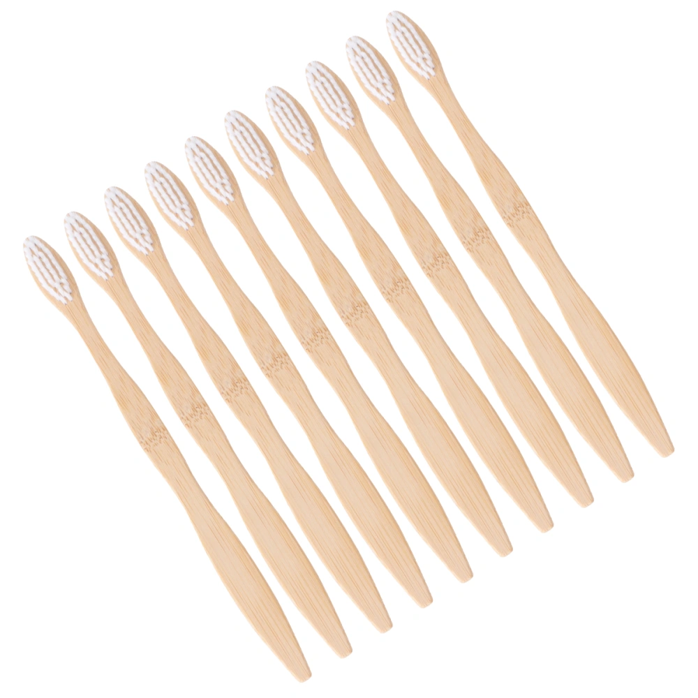 10 Pcs Bamboo Fiber Toothbrushes Eco-friendly Toothbrushes for Travelling