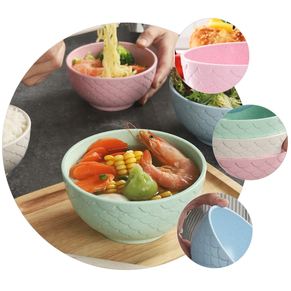 4pcs Thicken Wheat Straw Bowls Heat Resistant Bowls for Home Kitchen Use