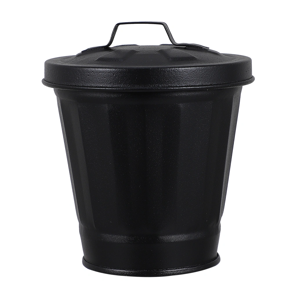 1pc Creative Tabletop Trash Can Lovely Waste Bin Small Flower Pot with Lid