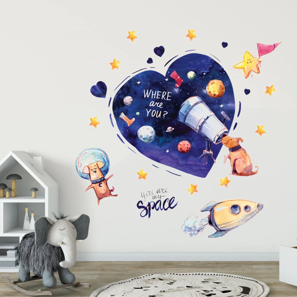 1 Pc Astronaut Animal Decals Spaceman Wall Stickers for Kids Room Decor