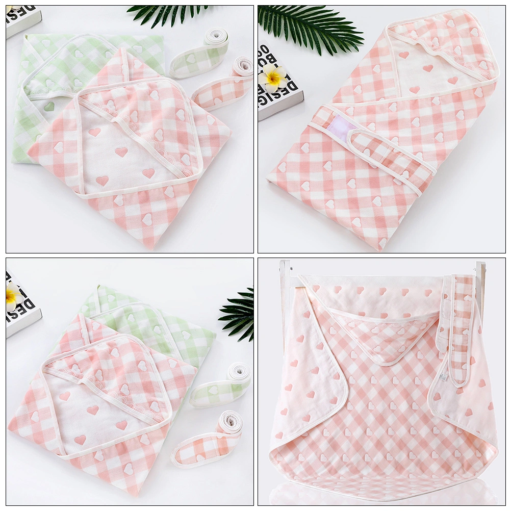 Baby Five-layer Gauze Sleeping Bag Swaddle Towel with Hood Baby Hooded Towel