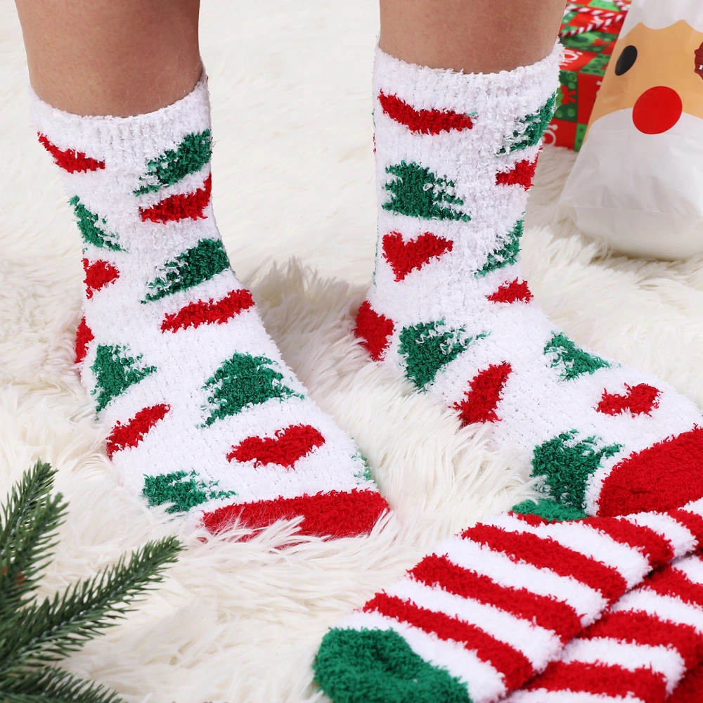 SOIMISS 12Pairs Christmas Themed Socks Thickened Coral Fleece Socks Winter Warm Socks Elastic Women Girl Socks