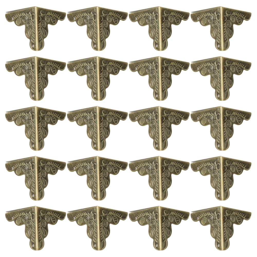 30pcs 25mm Antique Style Alloy Furniture Decorative Triangle Box Corner Protectors Guards Pads Desk Covers (Bronze)