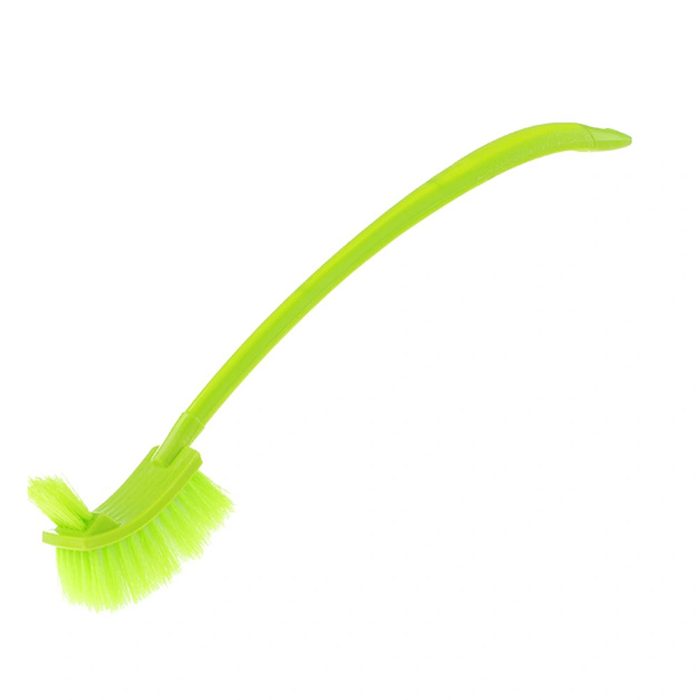 Toilet Brush Plastic Portable Long Handle Bathroom Toilet Bowl Scrub Double Sided Cleaning Brush (Green)