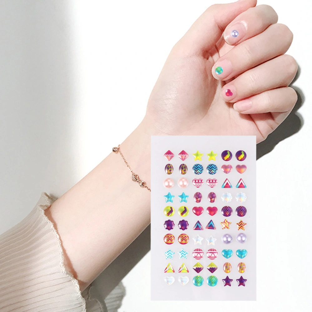 8 Sheets DIY Nail Stickers Creative Dress Up Earrings Sticker Elegant Nail Art Decals Multifunctional Dotted Glue Sticker Exquisite Nail Paste for Women Girl