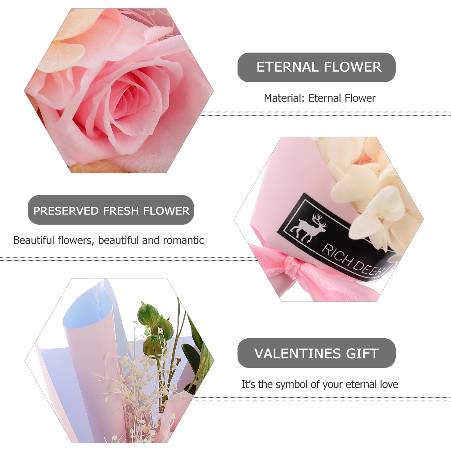 1pc Immortal Flower Bouquet Gift Box Preserved Fresh Flowers Valentines Gift
