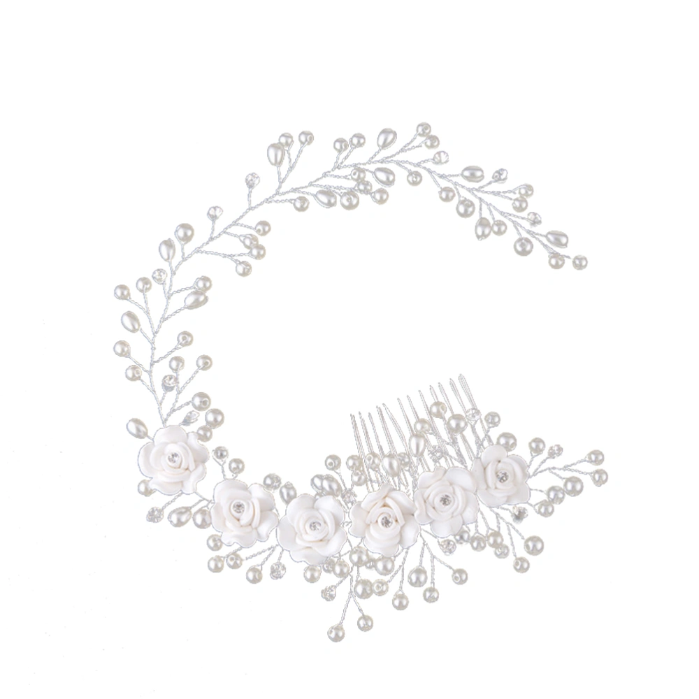 1pc Hair Comb Elegant Flower Imitation Pearl Hair Comb Bridal Jewelry Insert Comb