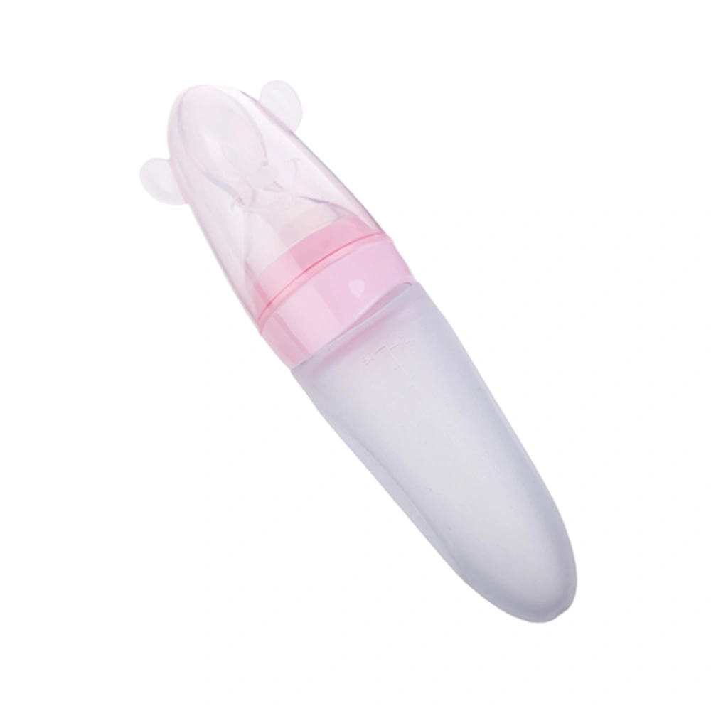 Baby Squeezing Feeding Bottles Rice Paste Bottles Silicone Feeder Food Supplement Feeder Pink