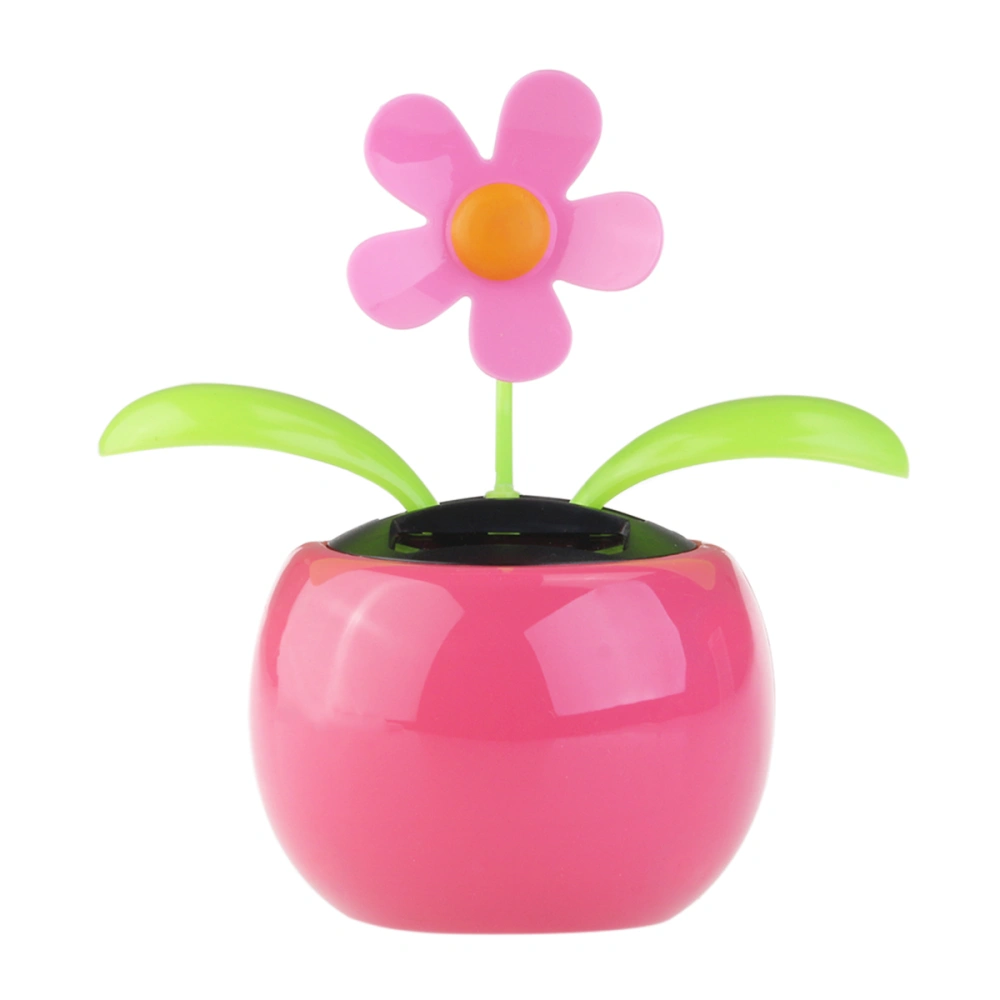 Dacing Solar Flower Car Decor Solar Powered Happy Dancing Flower in the Pot (Pink)