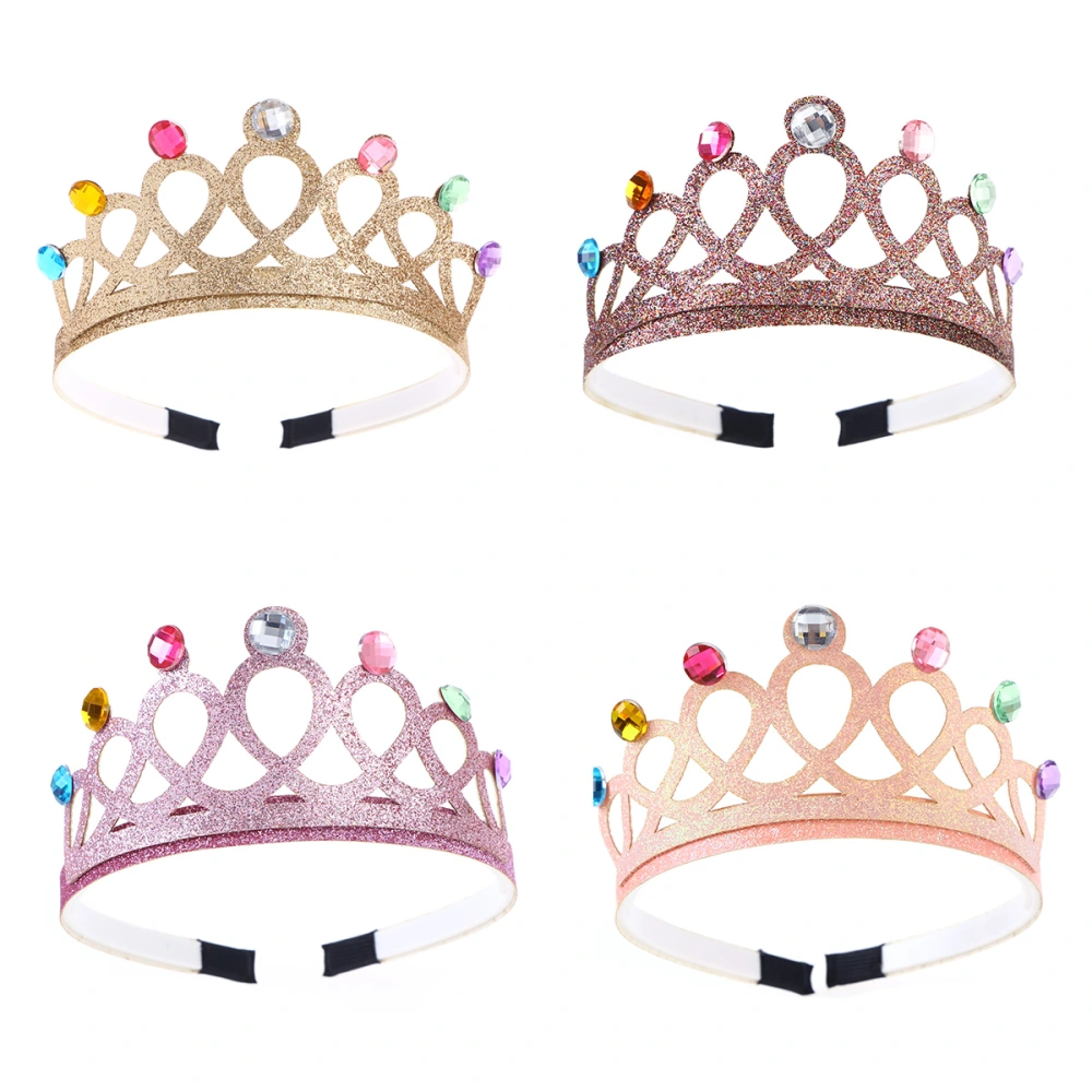 4pcs Tiara Crown Rhinestone Glitter Sparkle Non Headband Birthday Party Supplies Favors