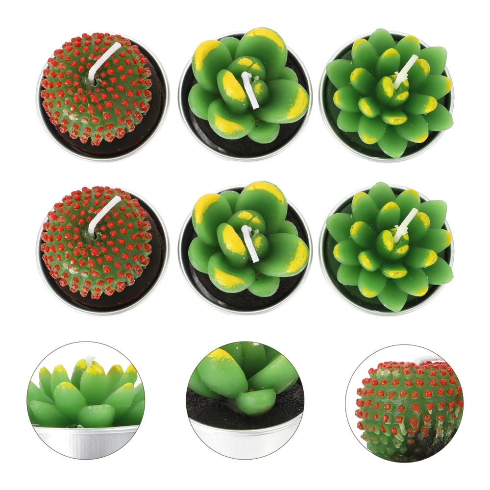 6Pcs Simulation Succulent Shaped Tealight Candles Home Decorative Candles Gift