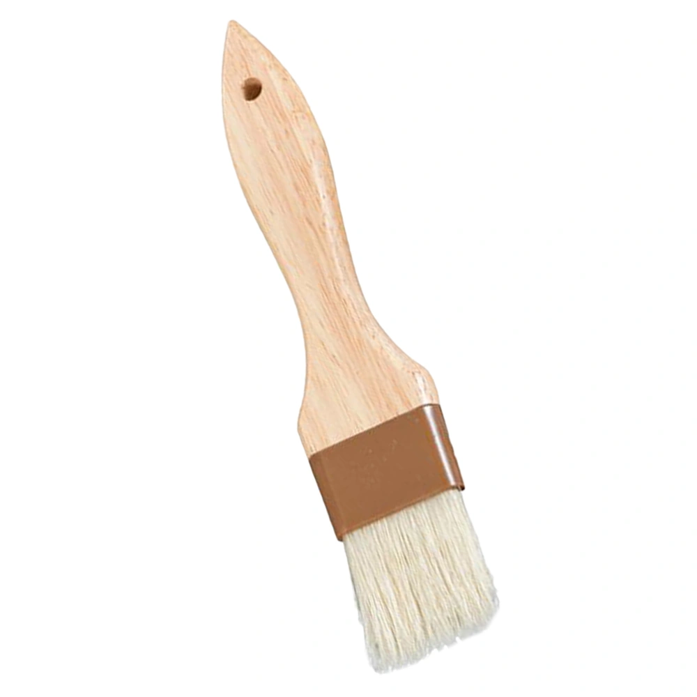 1pc Oil Pastry Brush Wooden Handle Wool Brush Roasting Food Bakeware Cooking Tool BBQ Utensil (Khaki Color)