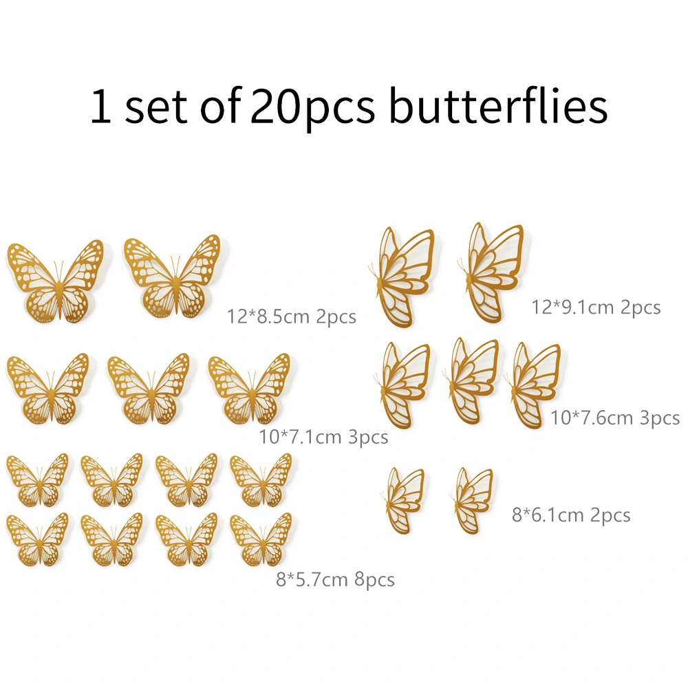 20pcs Decorative 3D Butterflies Wall Decors DIY Butterflies Decoration Butterflies Decals