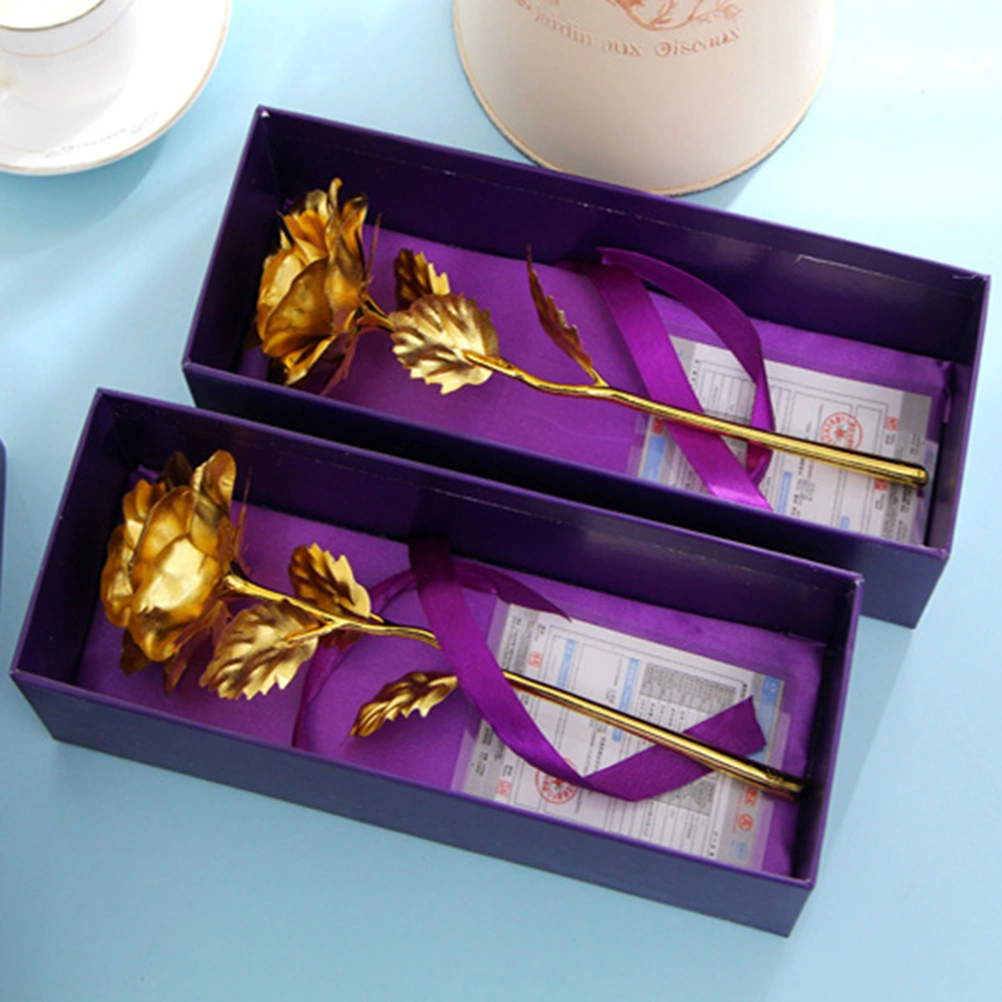 24K Gold Foil Rose Valentines Day Mothers Day Birthday Wedding Anniversary Gift with Gift Box + Gift Bag + Certificate(Golden)