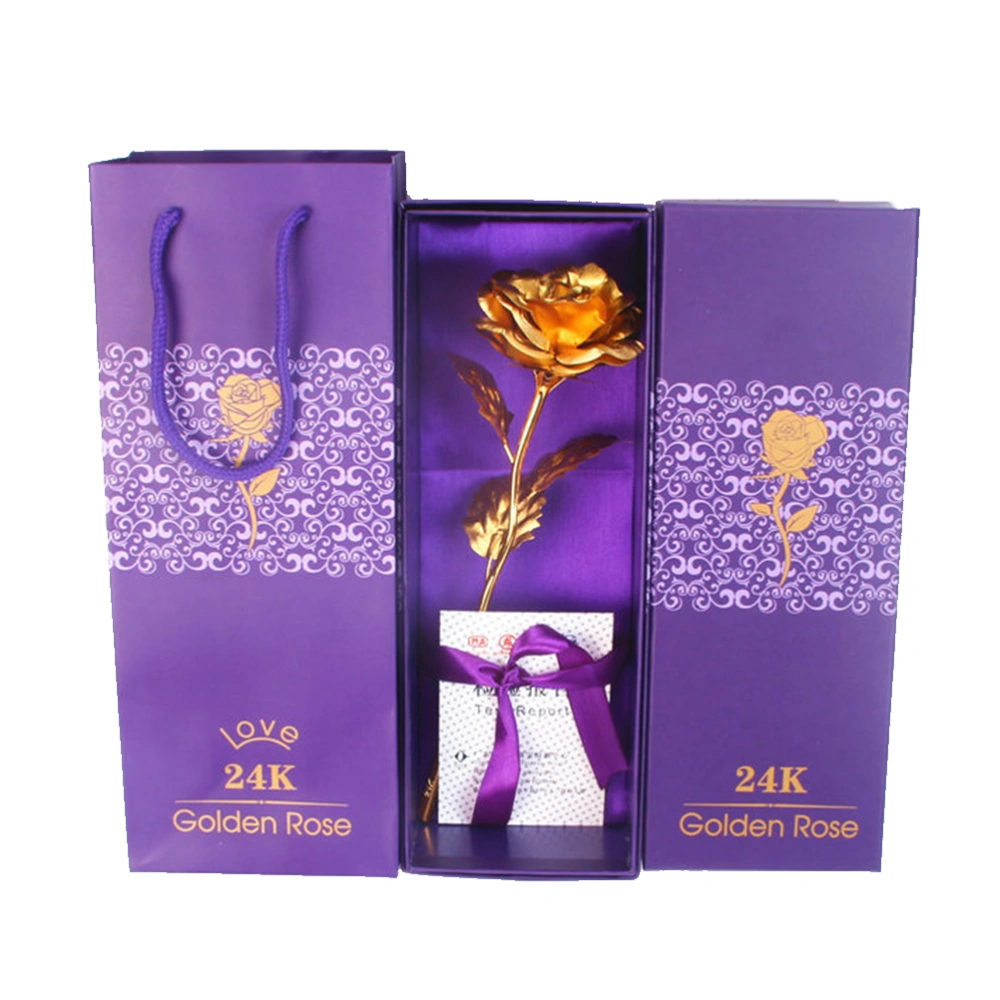 24K Gold Foil Rose Valentines Day Mothers Day Birthday Wedding Anniversary Gift with Gift Box + Gift Bag + Certificate(Golden)