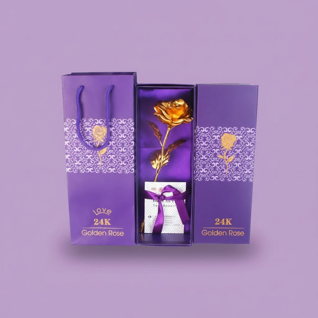 24K Gold Foil Rose Valentines Day Mothers Day Birthday Wedding Anniversary Gift with Gift Box + Gift Bag + Certificate(Golden)