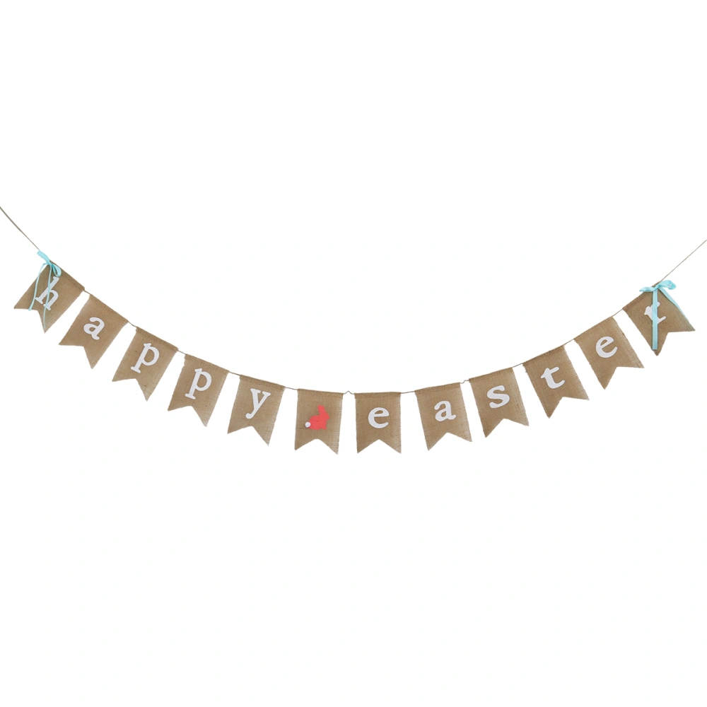 3.7 Meters Easter Banners HAPPY EASTER and Bunny Burlap Bunting Garland for Easter Decorations Birthday Party Favors