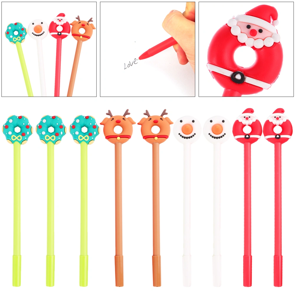 9pcs/1 Set Cartoon Writing Pen Christmas Writing Pen Signature Pen (Mixed Style)