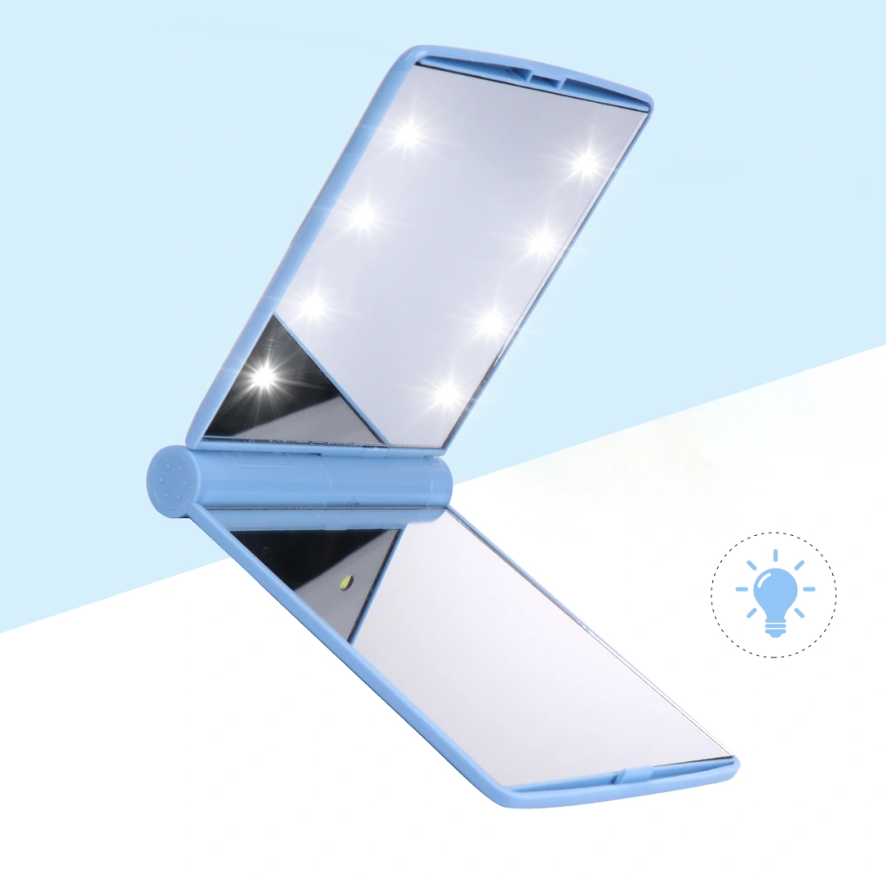 Foldable Led Makeup Mirror Light Square With Two-Sided Handheld Makeup Mirror