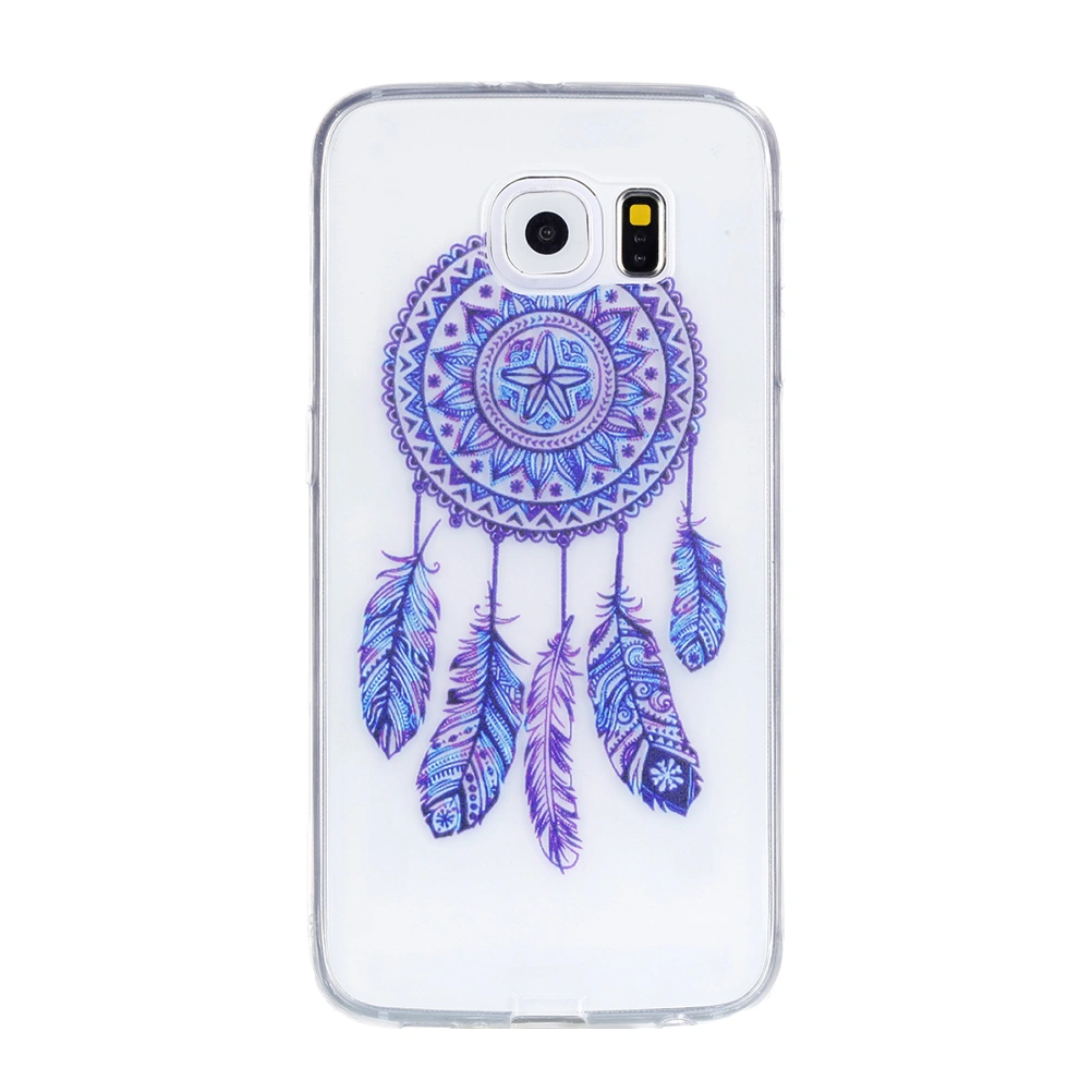 Fashion Colored Drawing Pattern Protective Phone Cover Scratch-resistant Shockproof TPU Phone Case for Galaxy S6 (Wind Bluebell, Transparency)