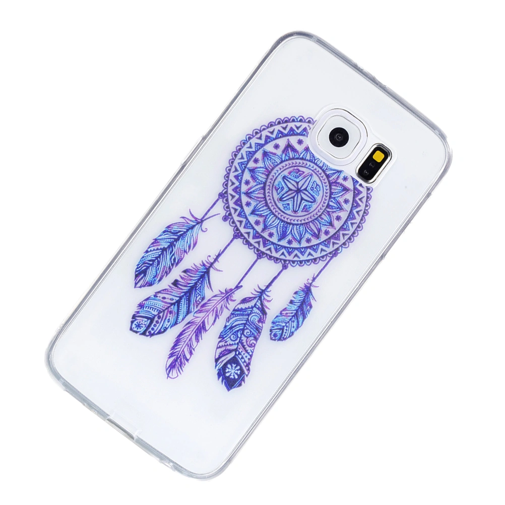 Fashion Colored Drawing Pattern Protective Phone Cover Scratch-resistant Shockproof TPU Phone Case for Galaxy S6 (Wind Bluebell, Transparency)