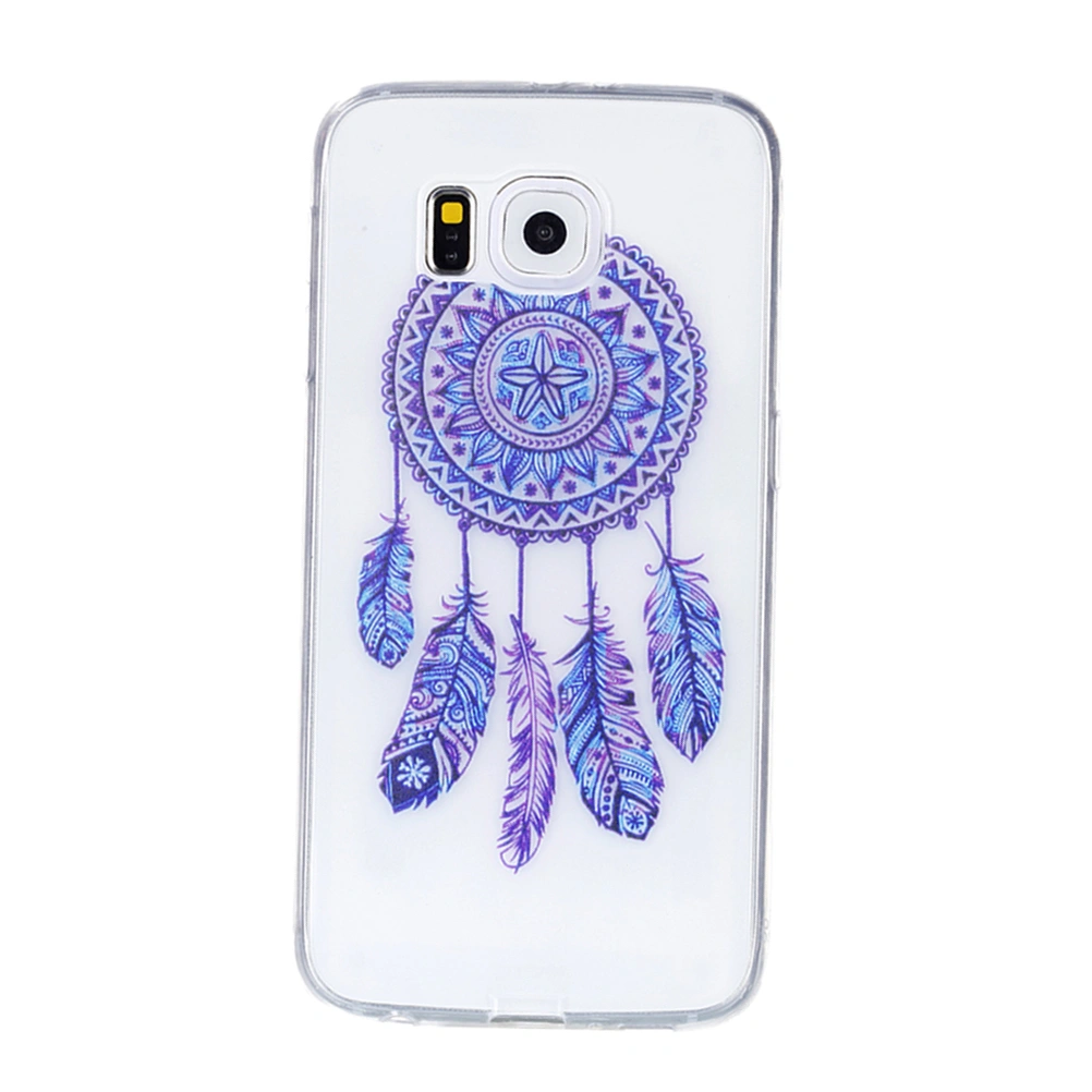 Fashion Colored Drawing Pattern Protective Phone Cover Scratch-resistant Shockproof TPU Phone Case for Galaxy S6 (Wind Bluebell, Transparency)