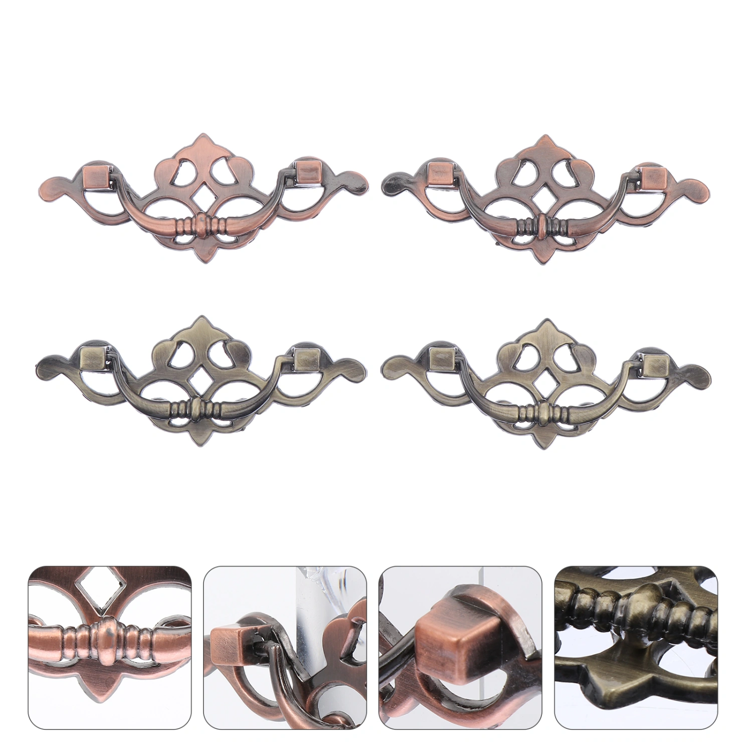 4pcs Zinc Alloy Door Knobs Kitchen Cupboard Drawer Wardrobe Cabinet Pull Handles