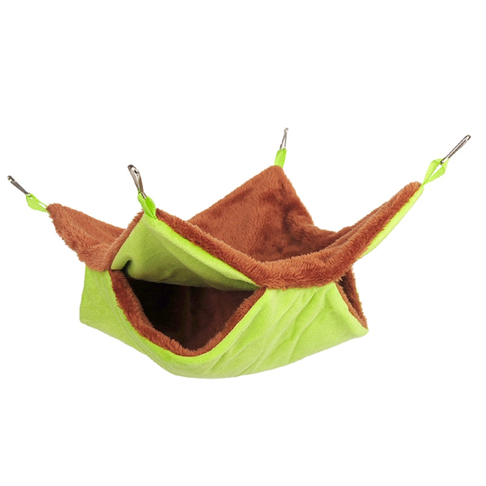 Double Layer Squirrel Rest Nest Warm Plush Sugar Glider Hammock Thicken Sleeping Bed Pet Supplies (Green, Size S)