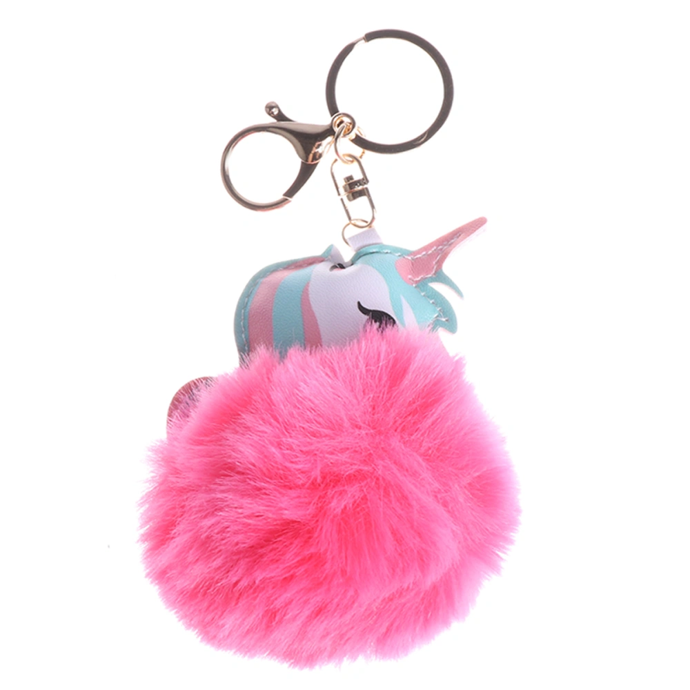 Hair Ball Key Chain Unicorn Key Chain Creative Key Ring Comfortable Key Chain Watermelon Color