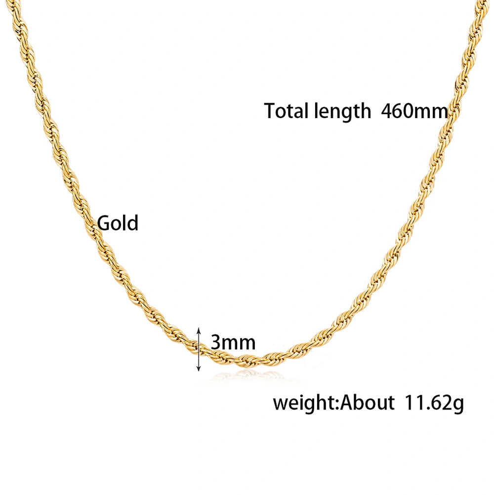 Fashion Men Link Curb Chain Necklace Punk Style Jewelry (Golden)