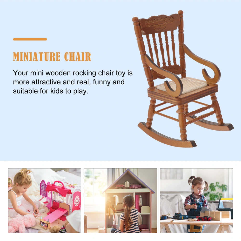 Wooden Dollhouse Chair Rocking Chair Miniature Rocking Chair Furniture