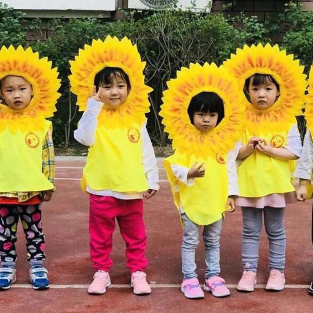 Creative Sun Flower Headgear Head Cover Lovely Sunflower Face Cover Kindergarten Sports Games Props Accessory for Decor Use (58cm, Adult Pattern)