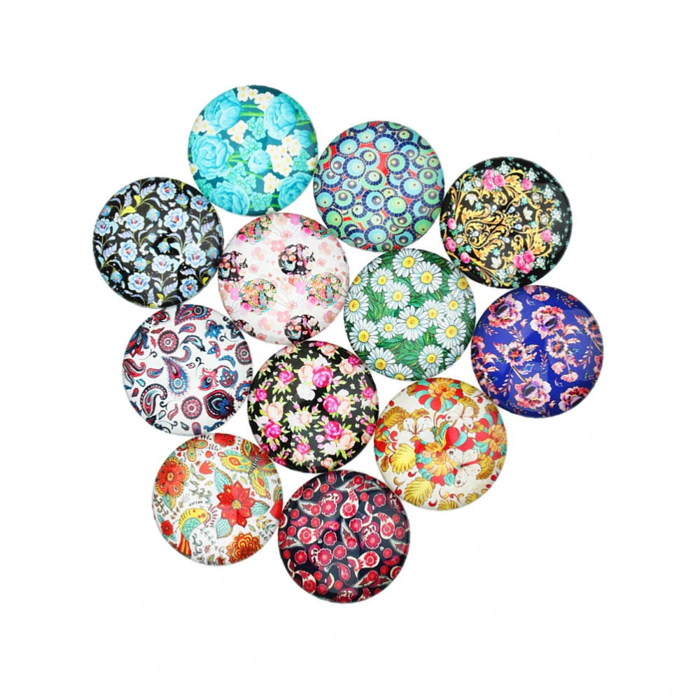 1 Bag 20pcs Floral Pattern Gems Glass Sticker Round Floral Dome Cabochons for Pendant Jewelry Making (20mm Colorful)