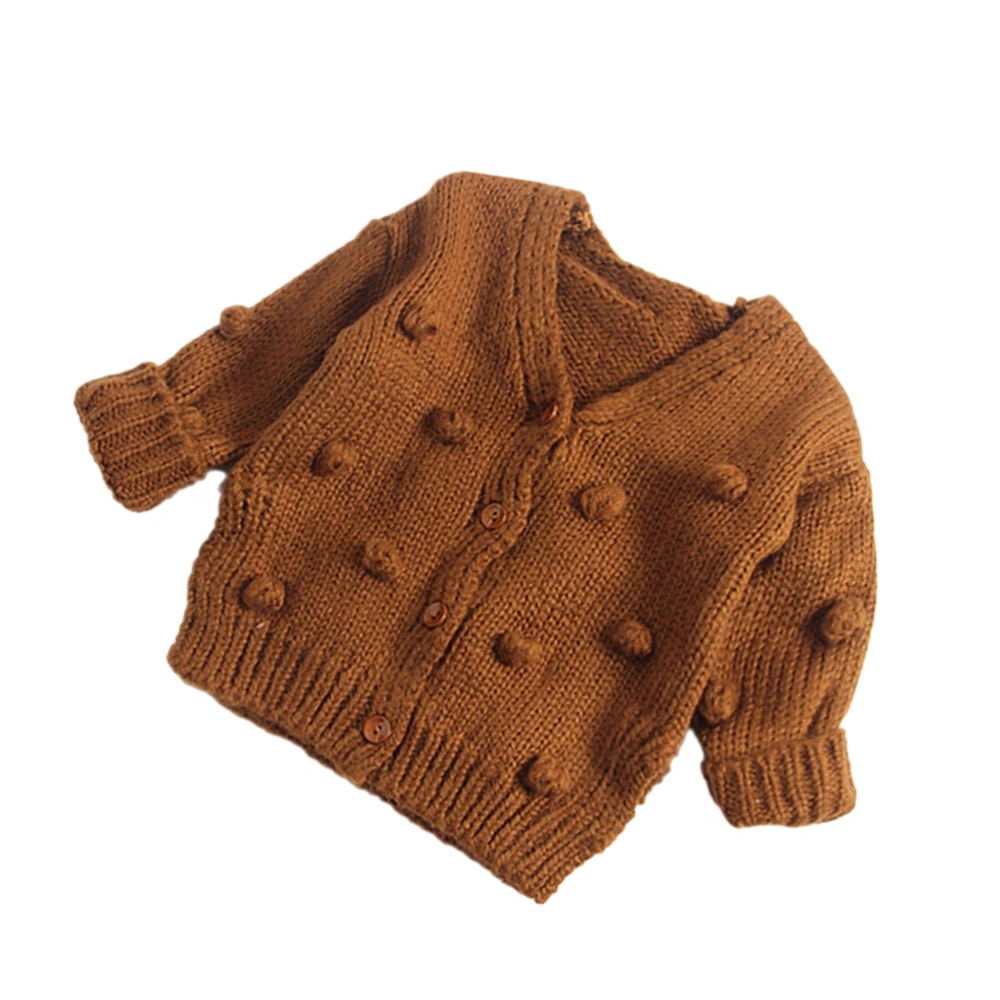 Baby Knitted Cardigan Coat Handmade Bubble Ball Kids Sweater Breathable Coat Baby Girls Toddlers Outfit (Brown, 73cm)