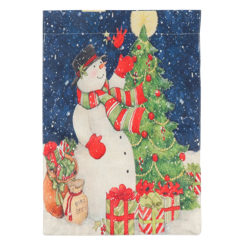 1 Pc Christmas Theme Garden Flag Ornament Courtyard Linen Flag Decoration