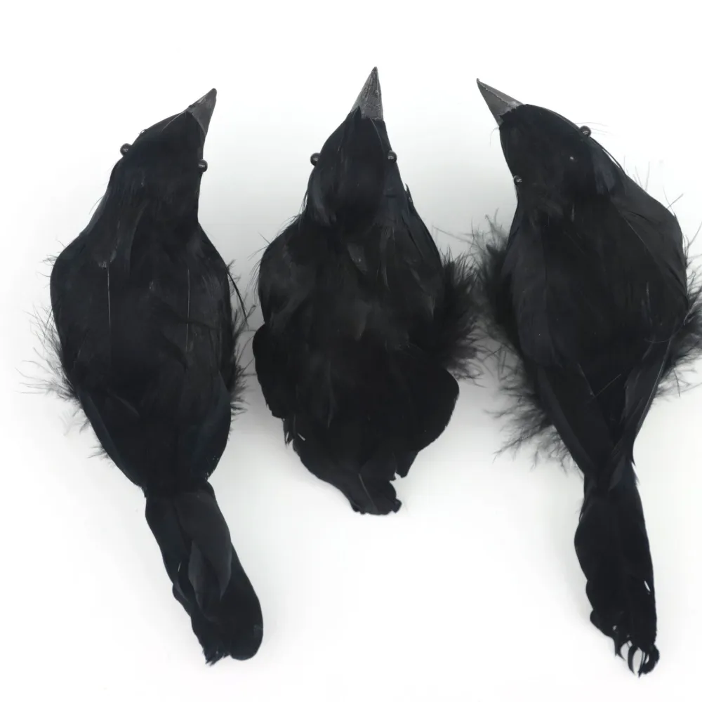 3Pcs Halloween Crows Realistic Crows Decorations Spooky Black Lifelike Bird Crows