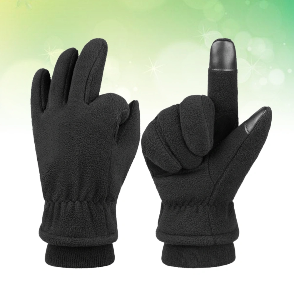 1 Pair Cycling Warm Touch Screen Gloves Winter Warm Gloves Running Climbing Outdoor Sports Thicken Windproof Gloves (Black M )