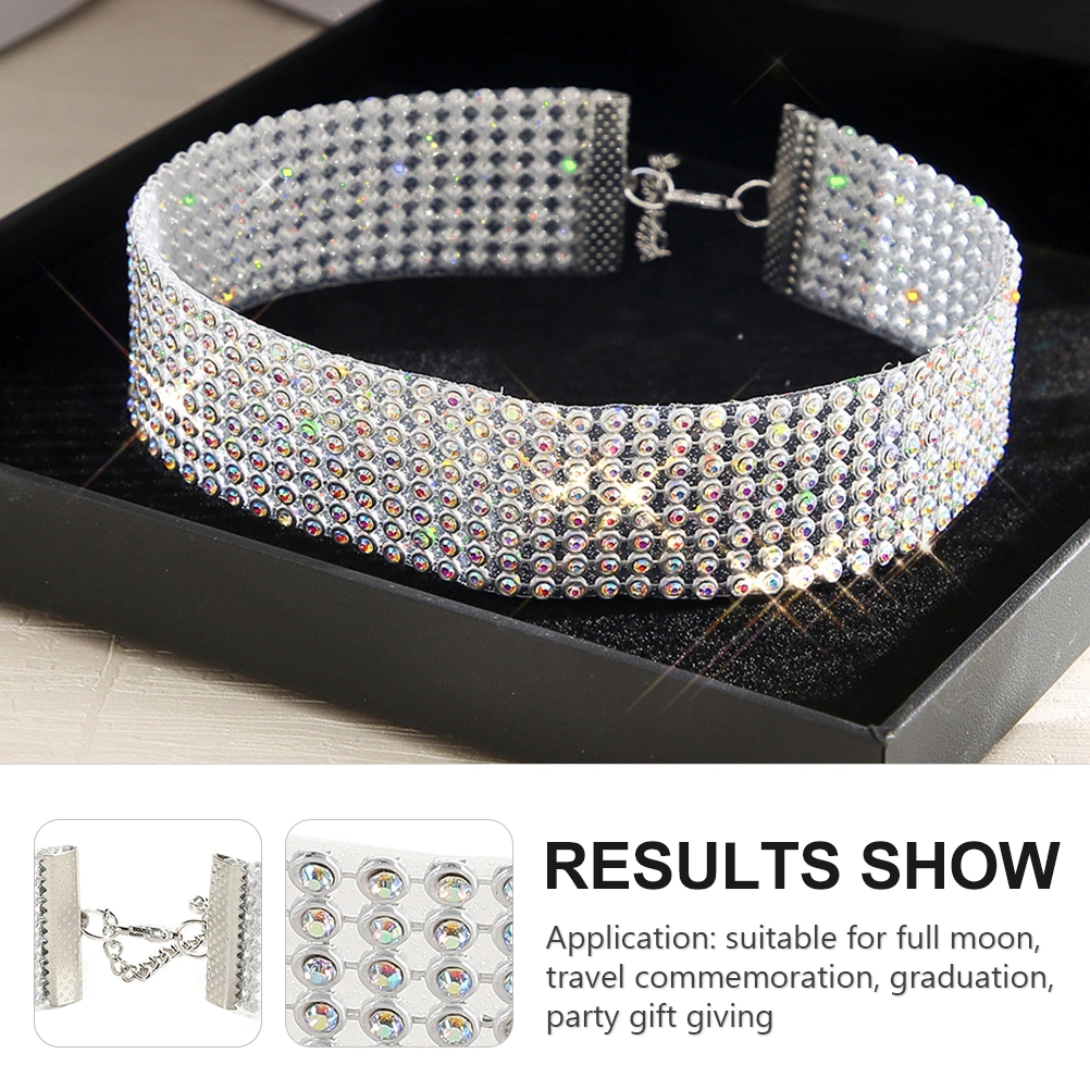3Pcs Rhinestones Necklace Clavicle Chain Choker Women Crystal Costume Accessory