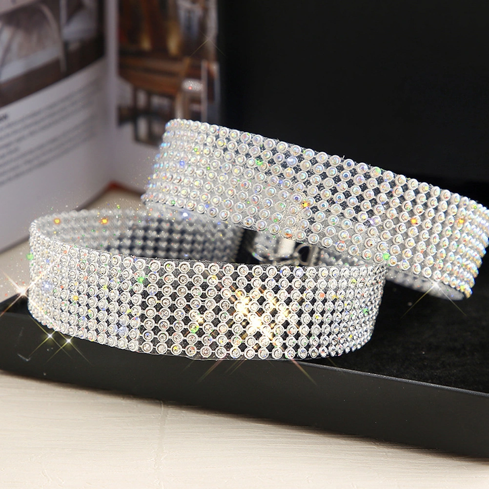 3Pcs Rhinestones Necklace Clavicle Chain Choker Women Crystal Costume Accessory