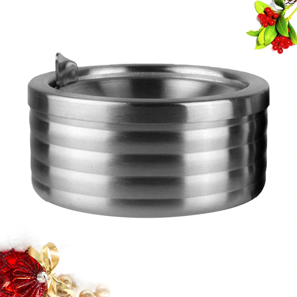 Rotation Sealing Cigarette Tray Stainless Steel Ashtray Windproof Thickened Round Ashtray Home Ornament