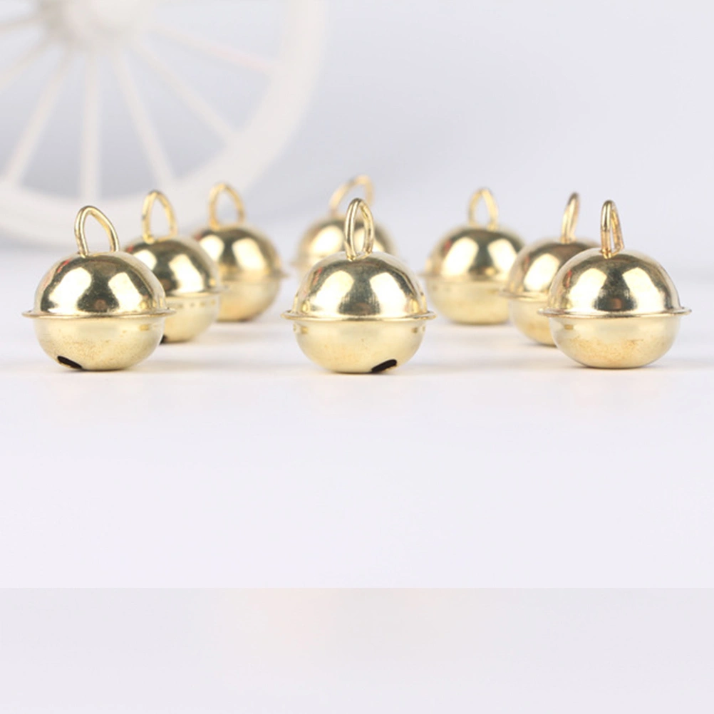 1.4x1.4cm 100Pcs Stylish Christmas Cross Bell Open Bell Jingle Bells Christmas Tree Pendant Golden