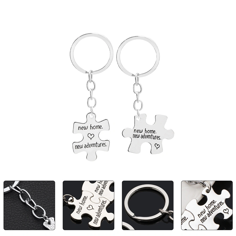 2Pcs Key Chain Couple Key Ring Splice Key Ring Versatile Key Pendant Gift