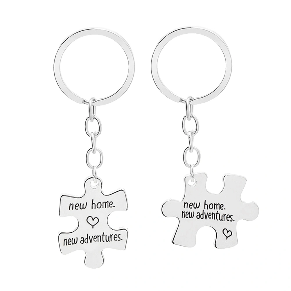 2Pcs Key Chain Couple Key Ring Splice Key Ring Versatile Key Pendant Gift